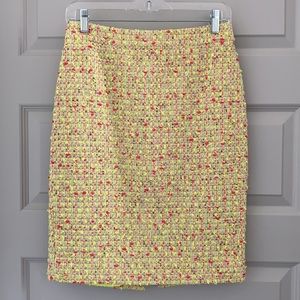 J Crew collection neon yellow and pink tweed skirt